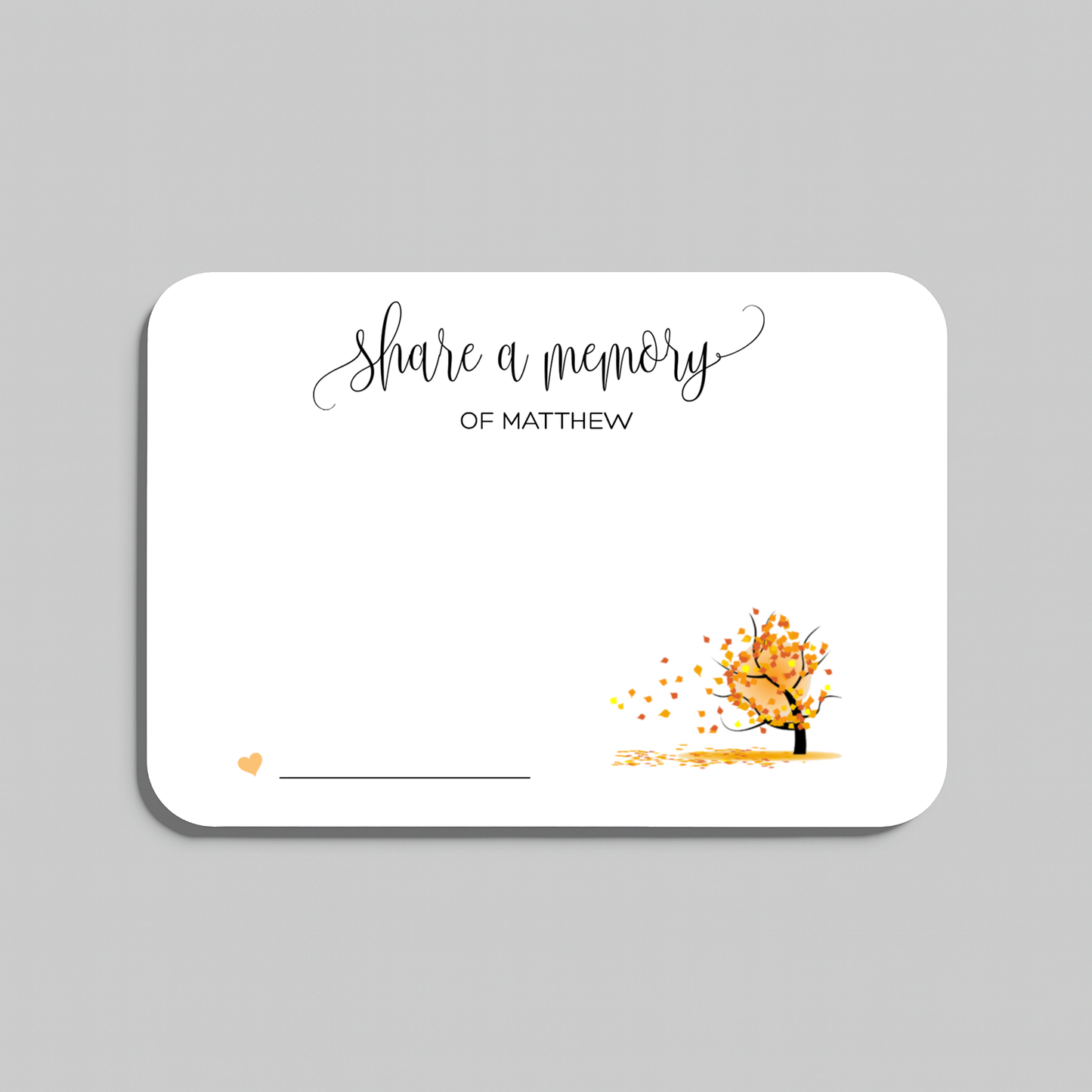 Custom Funeral Memory Cards, Share a Memory Autumn Tree and Leaves
