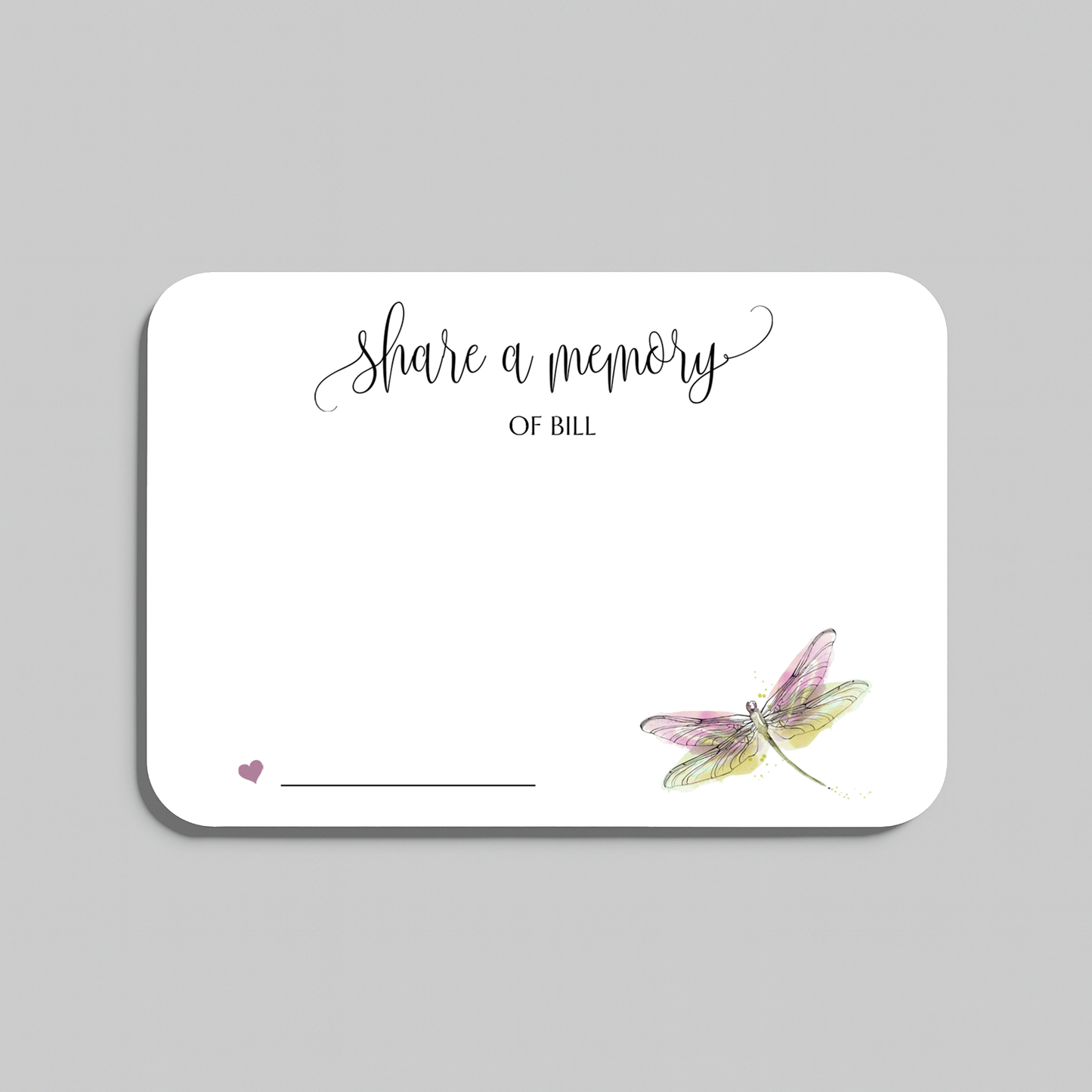 Personalized memorial memory cards for guests to share stories and messages at a funeral or celebration of life.
