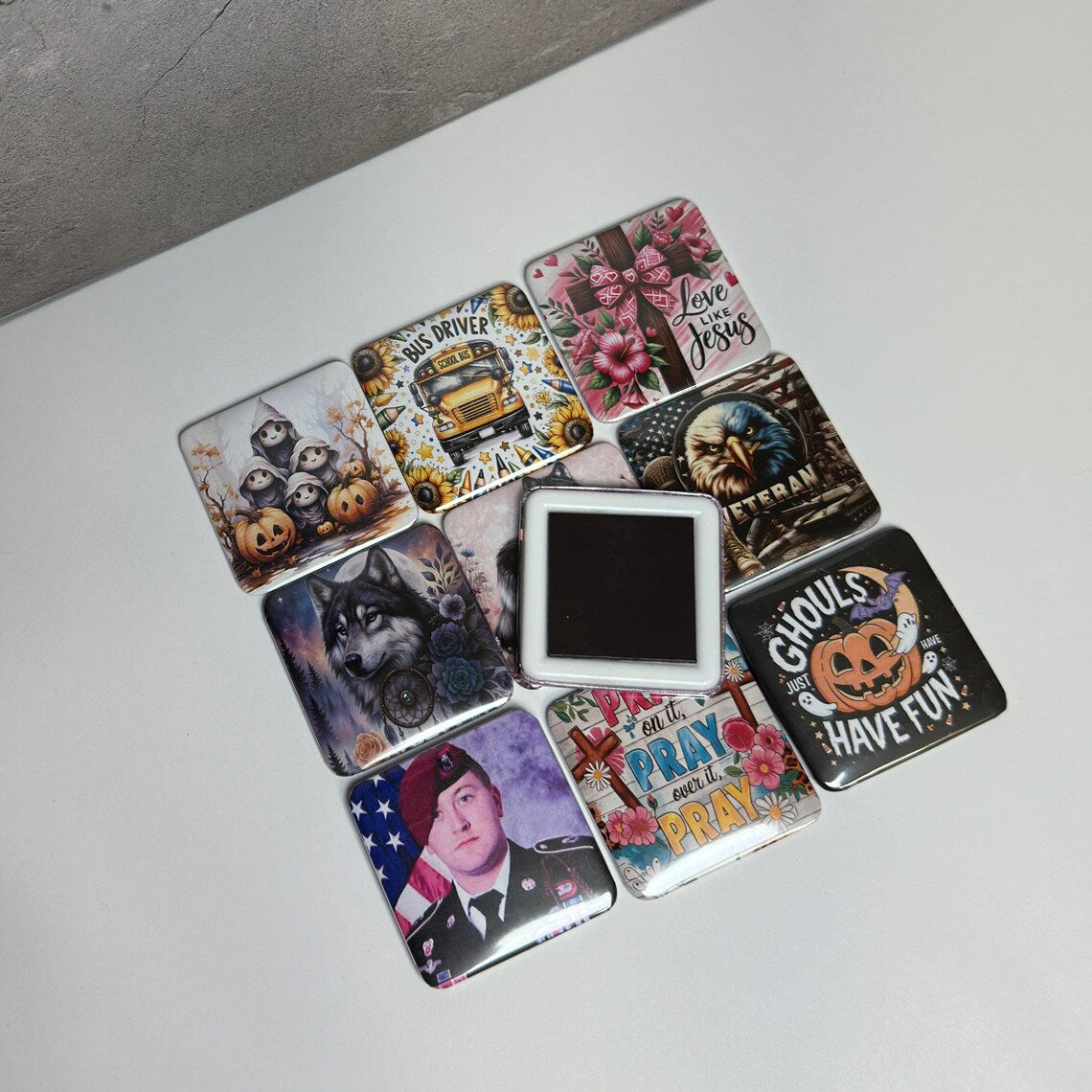 Playful Christmas 67 Magnet with Santa Hat & Reindeer Six Seven Grunge Design