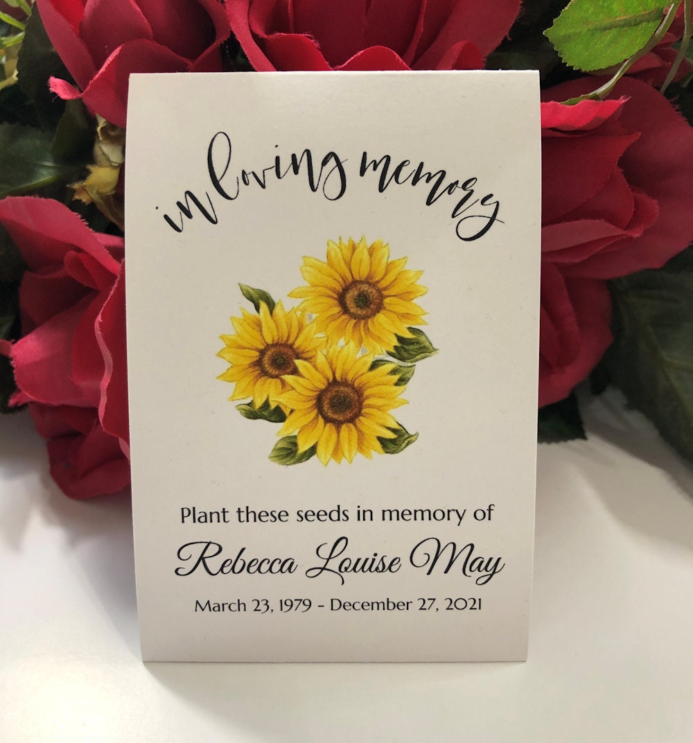Memorial Seed Packet Favors, Funeral Seed Packets, Celebration of Life  Personalized Seed Envelopes, Custom Seed Packets Favors, Remembrance 