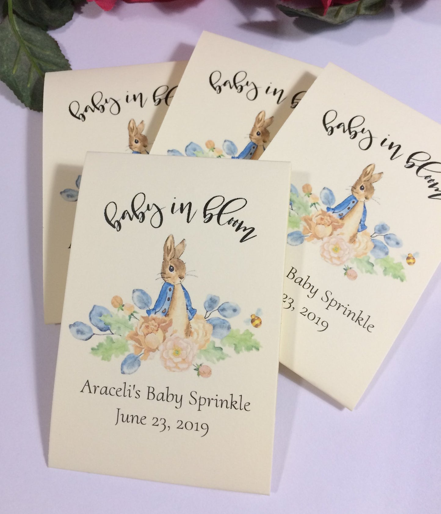 Peter Rabbit Wildflower Seed Packets for Baby Shower