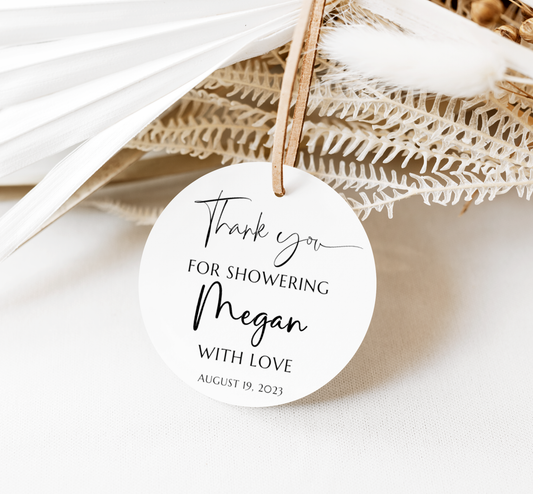 Thank You for Showering With Love Favor Tags Bridal or Baby Shower