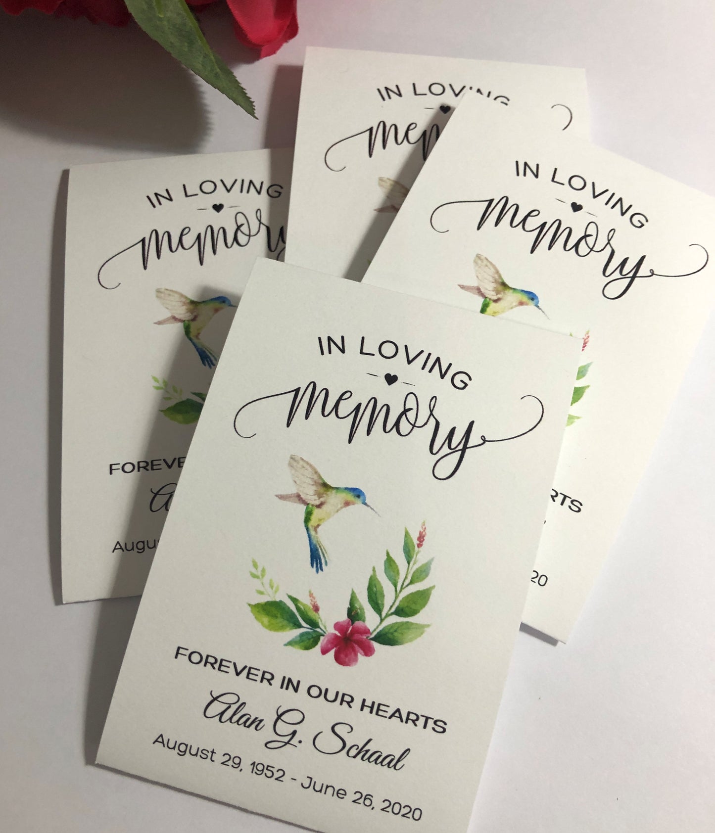 Hummingbird Nectar Funeral Memorial Favor Packets