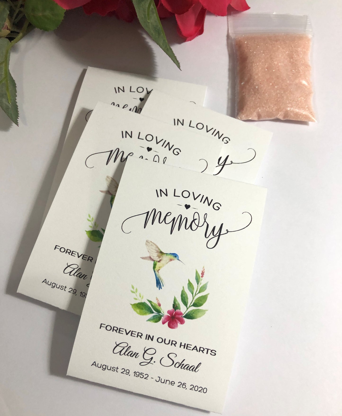 Hummingbird Nectar Funeral Memorial Favor Packets