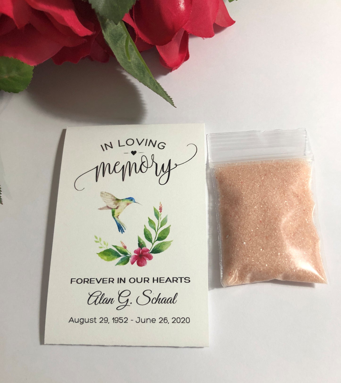 Hummingbird Nectar Funeral Memorial Favor Packets