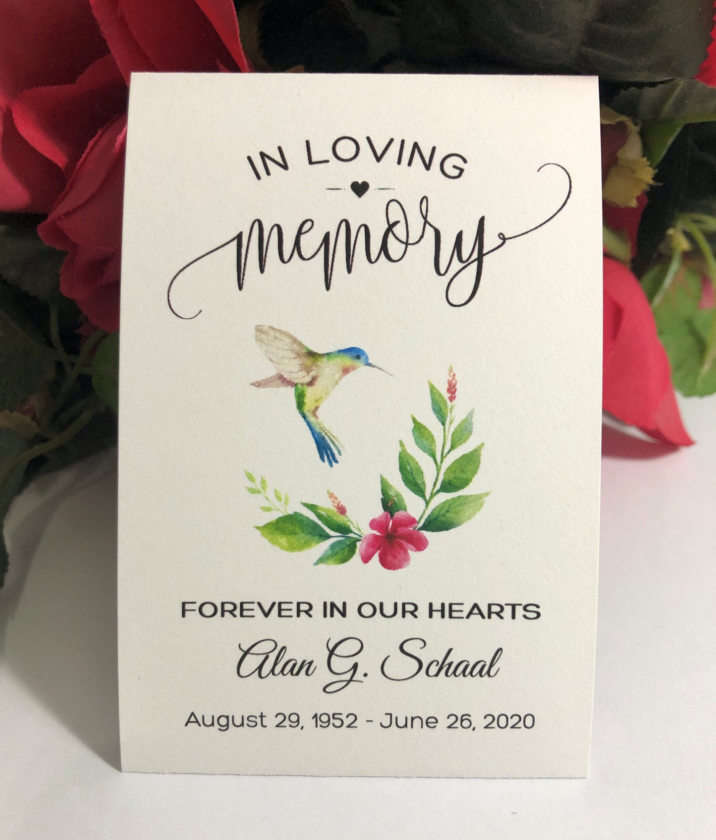 Hummingbird Nectar Funeral Memorial Favor Packets