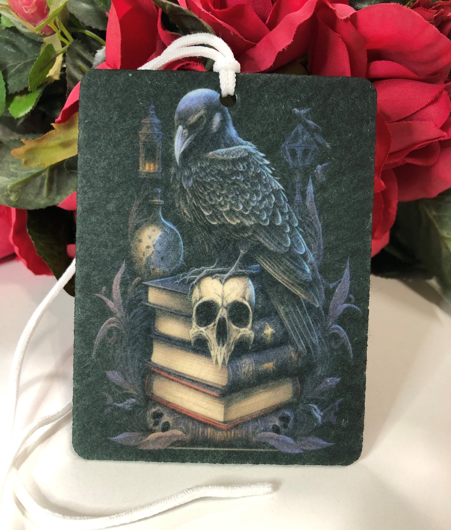 Gothic Raven with Books and Skull Air Freshie