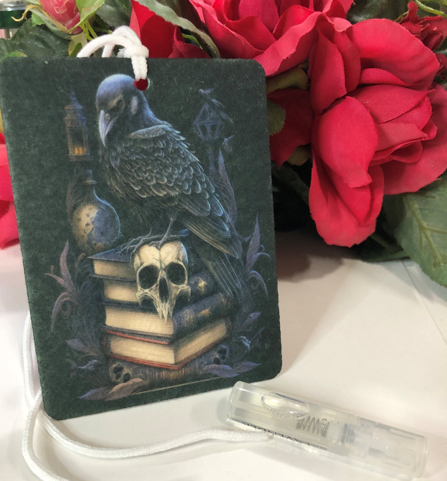 Gothic Raven with Books and Skull Air Freshie