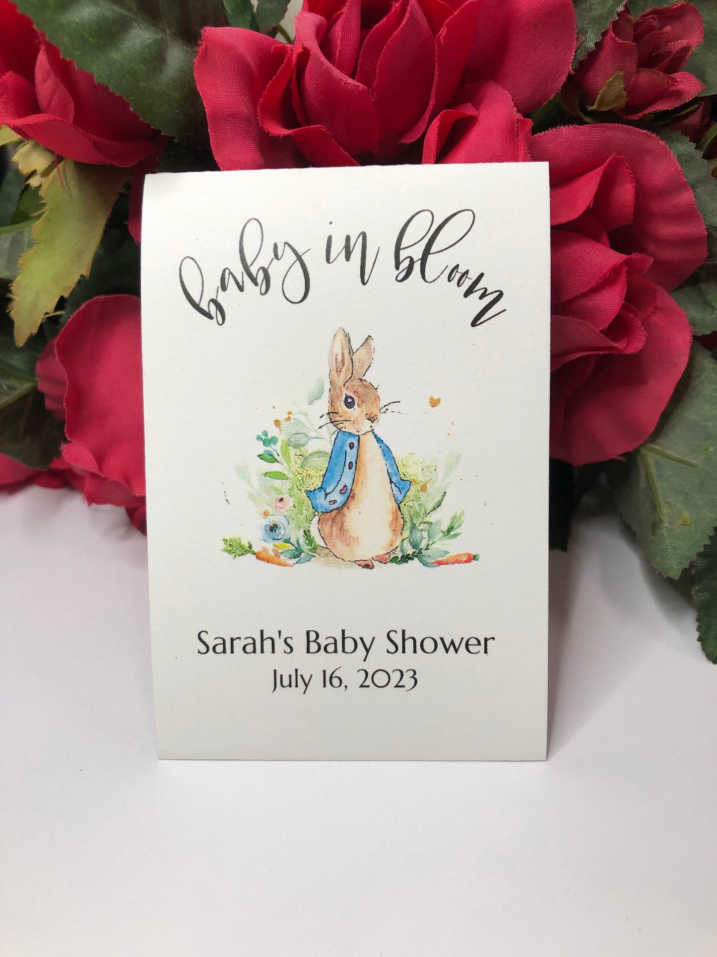 Peter Rabbit Blue Jacket Wildflower Seed Packets for Baby Shower