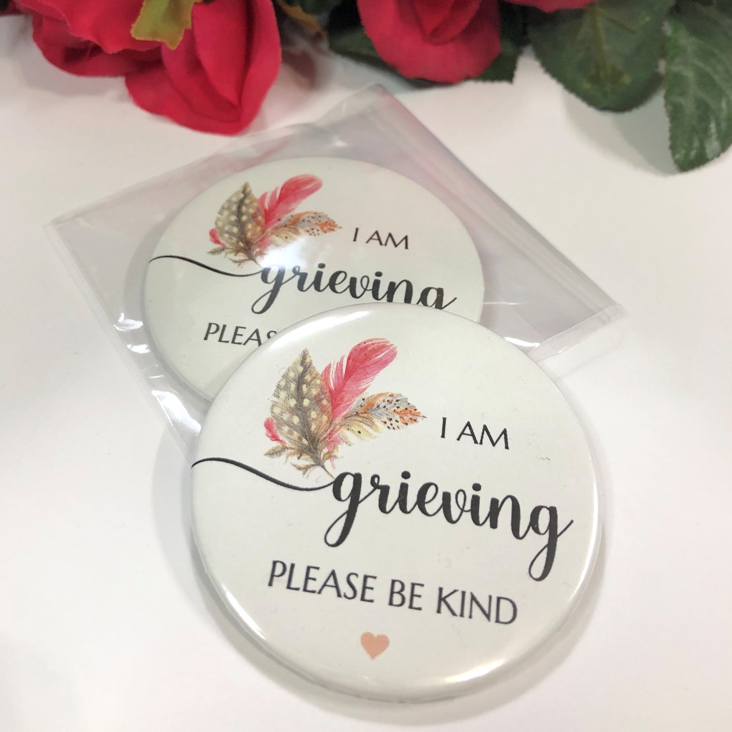 I am Grieving Please Be Kind Statement Button 2 Inch Badge