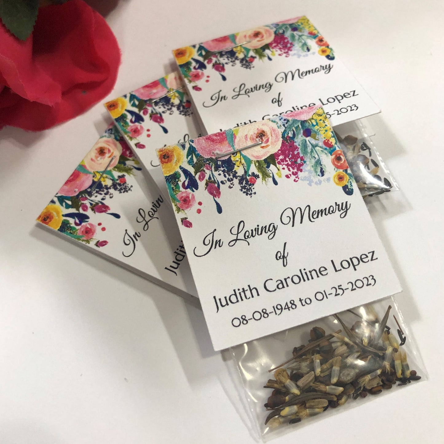 Bold Vivid Memorial Wildflower Funeral Seed Packets