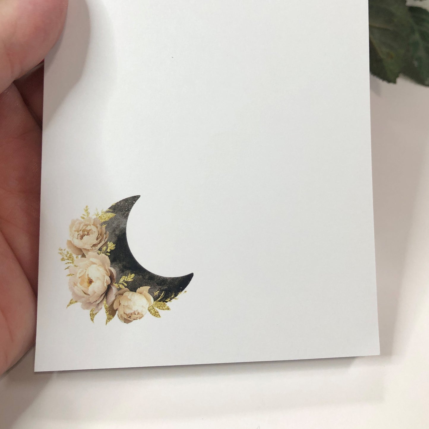 Golden Flowers with Crescent Moon Notepad