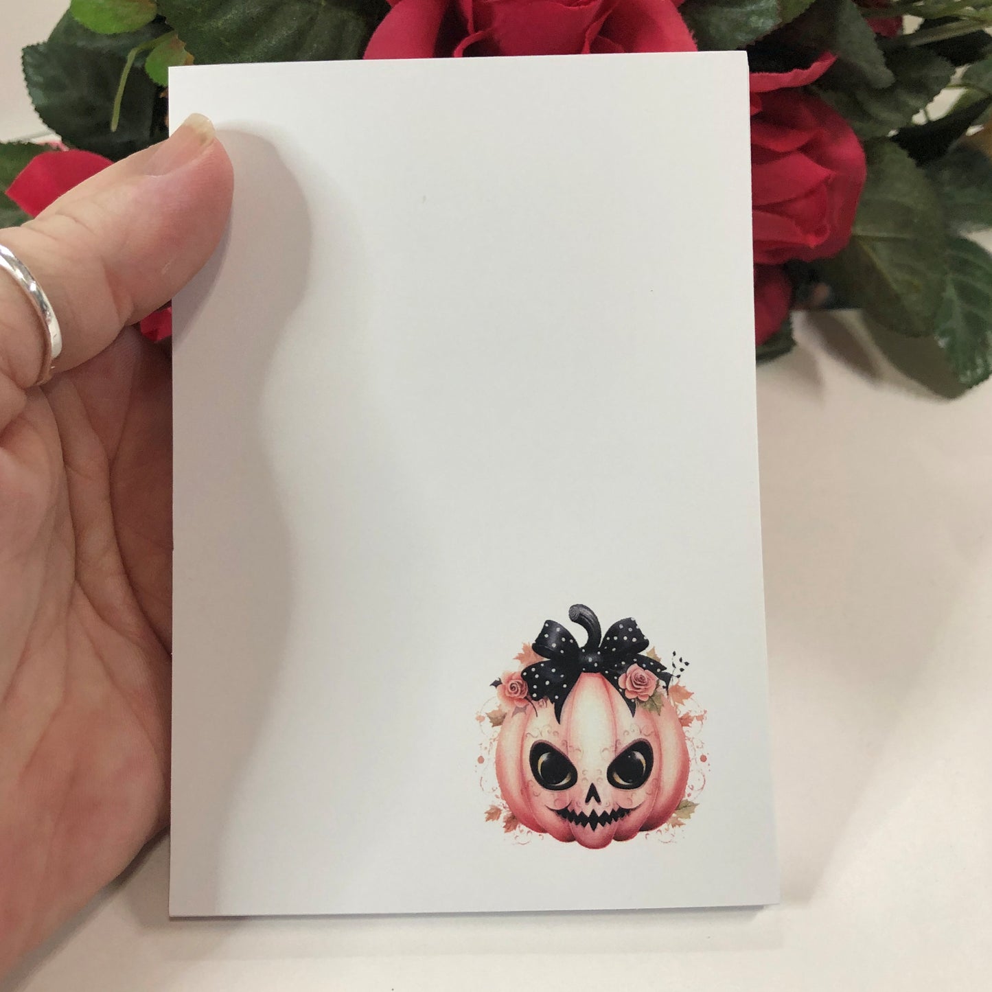 Pink Angry Goth Pumpkin Notepad List Making, Shopping, A Note From