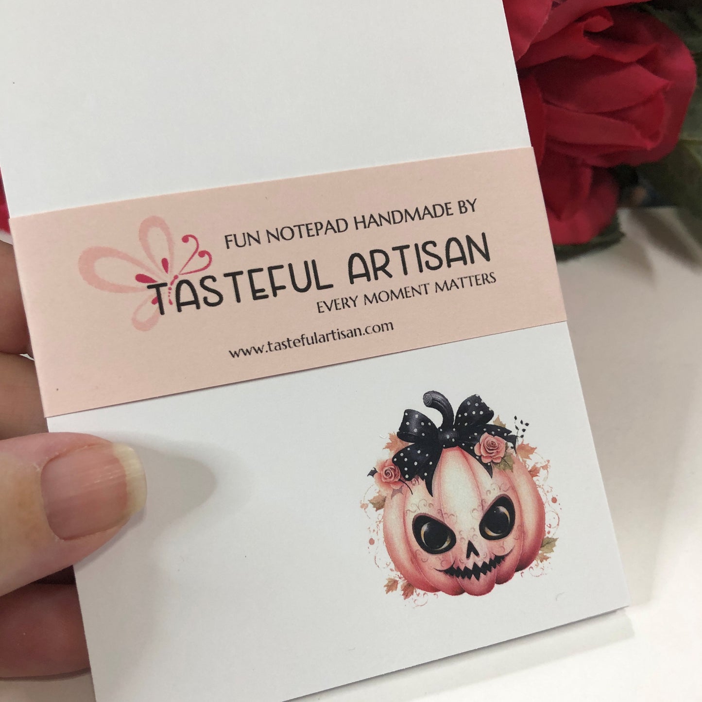 Pink Angry Goth Pumpkin Notepad List Making, Shopping, A Note From