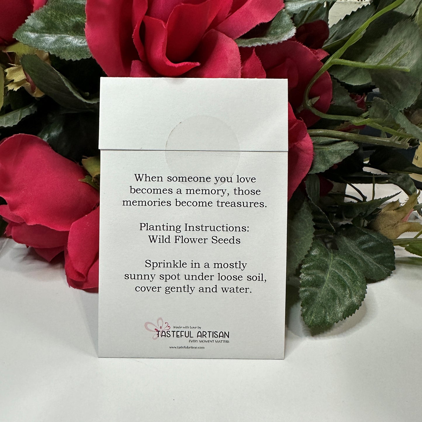 Wildflower Funeral Service Pink Rose Bouquet Personalized Seed Packets