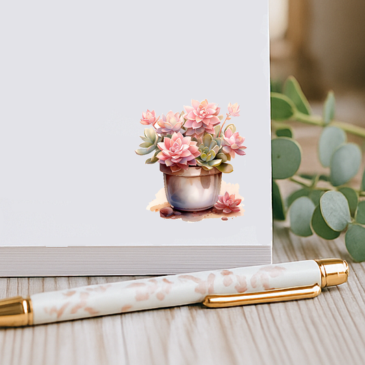 Succulent flower notepad with playful pink floral design for notes and lists
