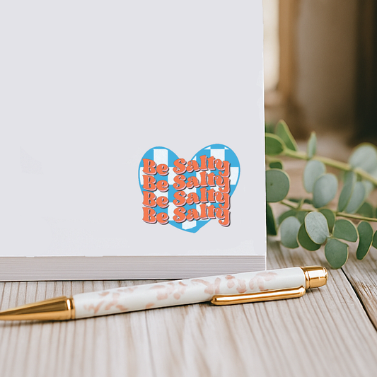 Playful retro “Be Salty” notepad with colorful heart design, perfect for jotting notes and gifting to stationery lovers