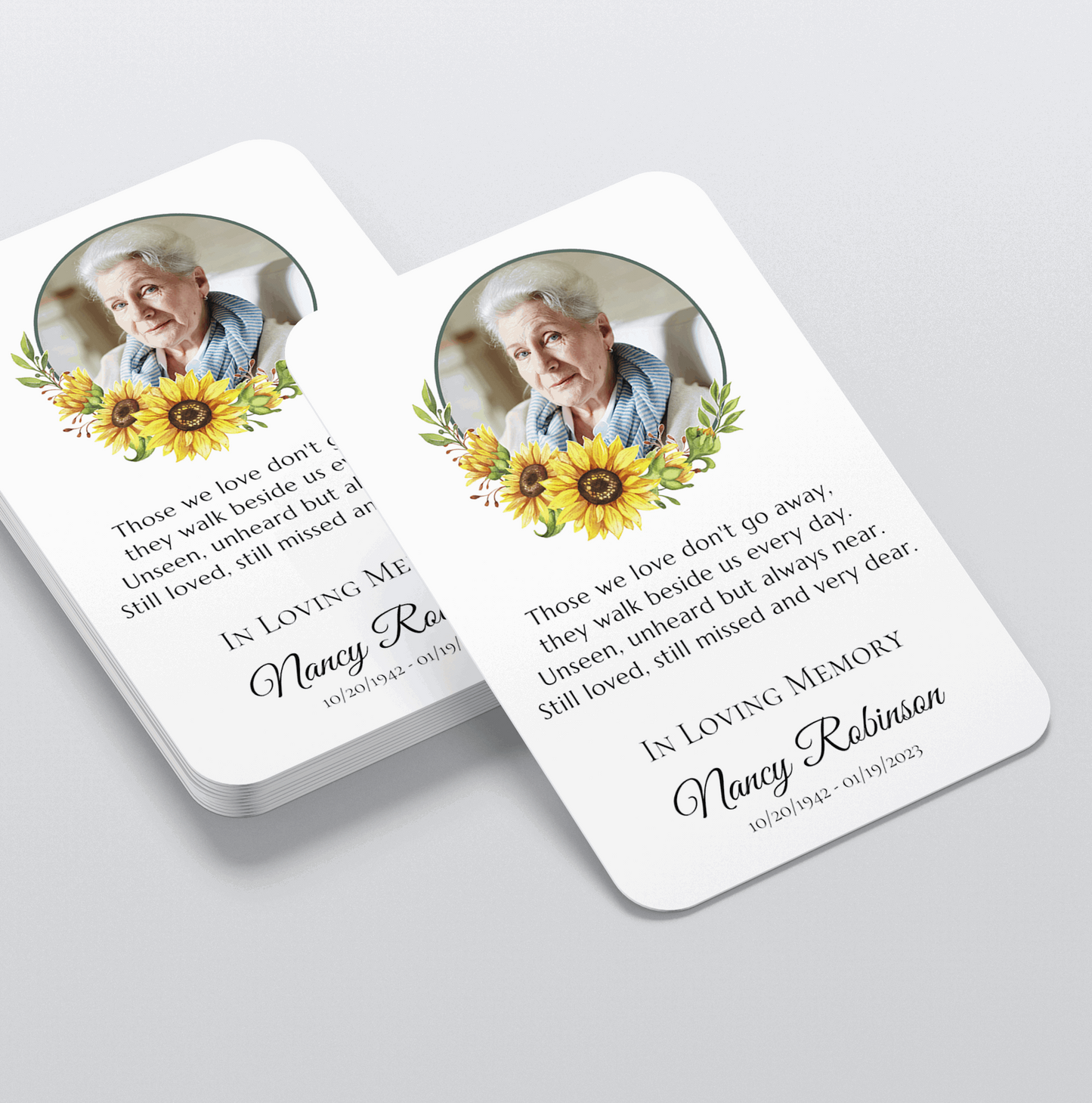 Sunflower Personalized Photo Memorial Prayer Card