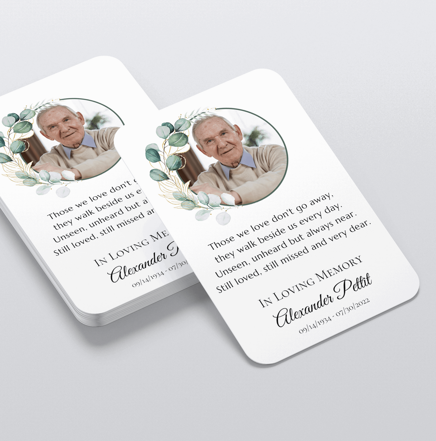 Eucalyptus Personalized Photo Memorial Prayer Card