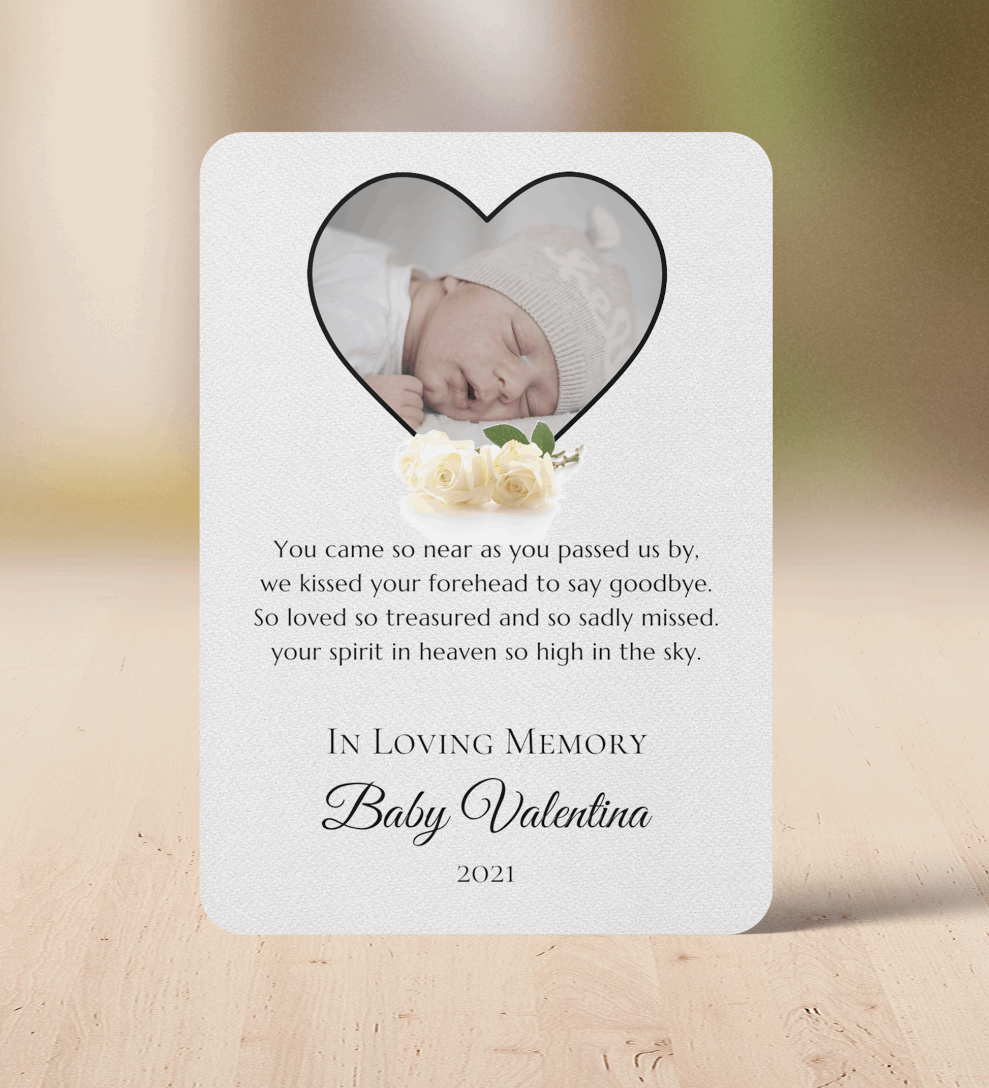 Baby Newborn Loss Personalized Sympathy Photo Memorial Prayer Card