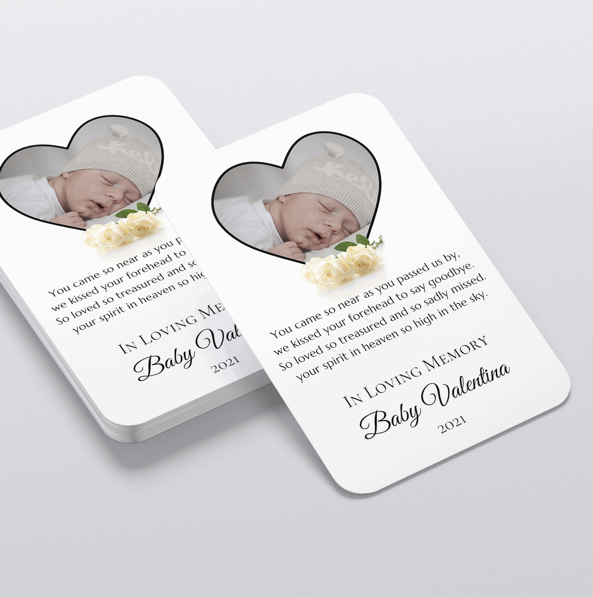 Baby Newborn Loss Personalized Sympathy Photo Memorial Prayer Card