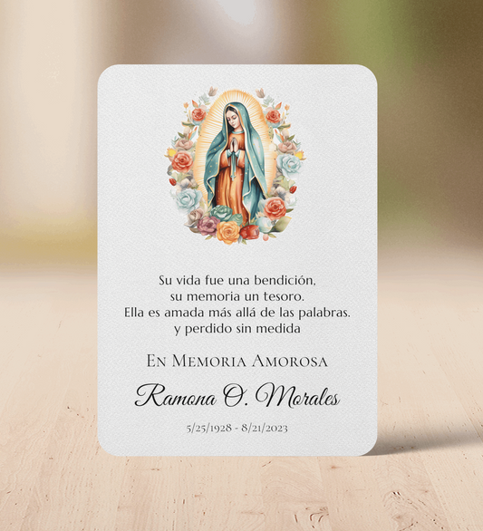 Our Lady of Guadalupe Personalized Memorial Prayer Card