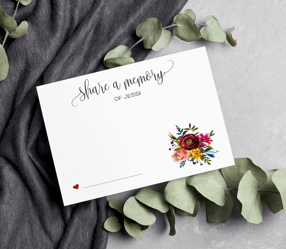 Bold Floral Burgundy Share a Memory Cards