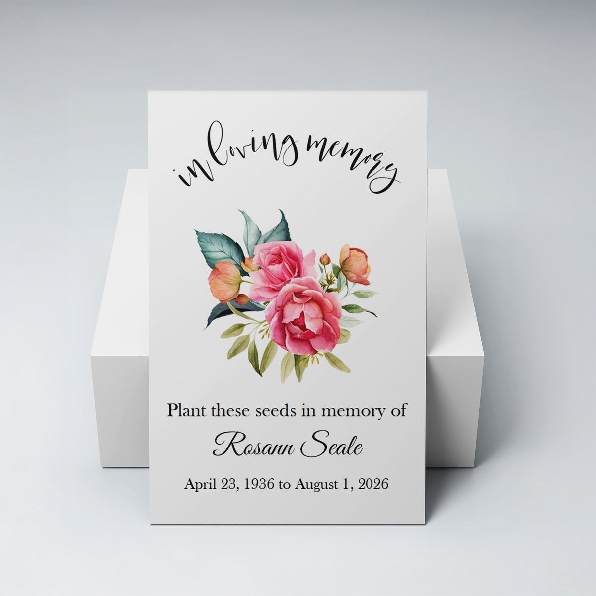 Tropical Floral Memorial Seed Packets, Personalized Funeral Favors