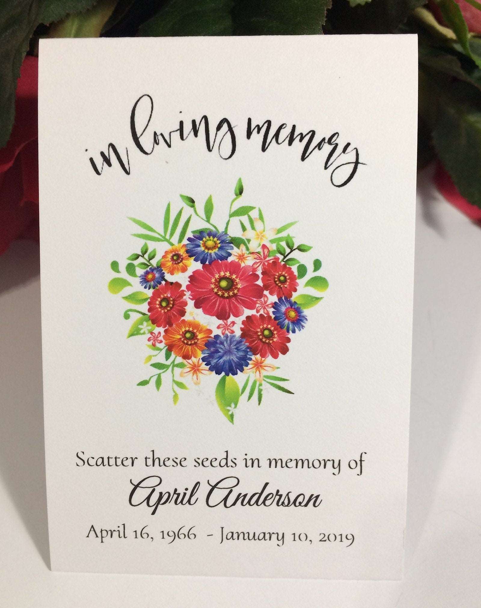 Floral Bouquet Personalized Memorial Seed Packets