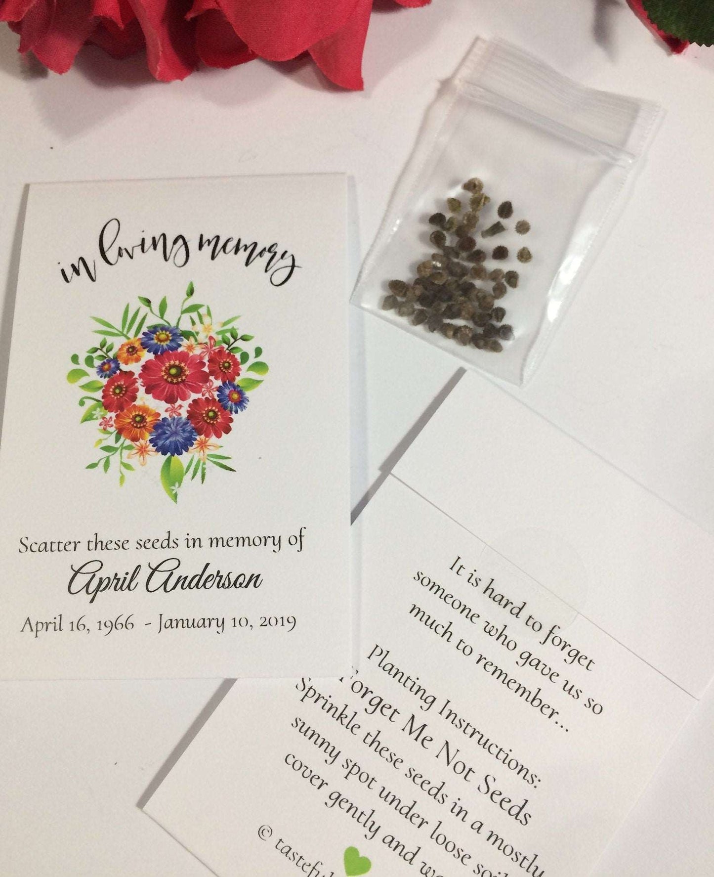 Floral Bouquet Personalized Memorial Seed Packets