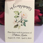 Funeral Favors Forget Me Not, Delicate Blush Rose Memorial Seed Packets