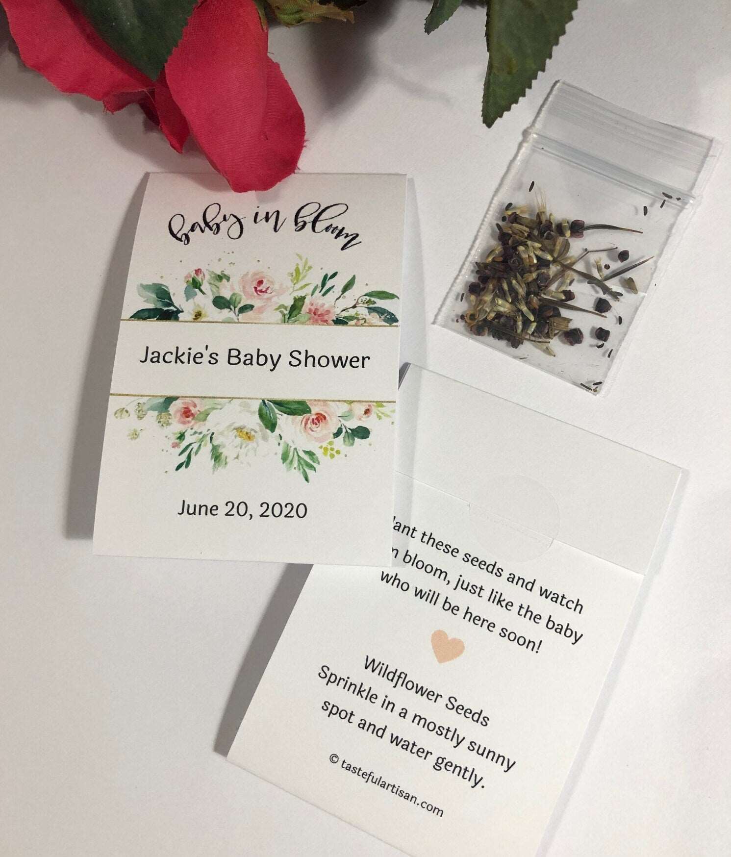 Baby Shower Seed Packet Favors, Peach Peony Greenery Personalized –  TastefulArtisan