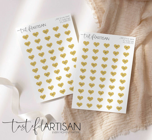 Glitter Gold Heart Stickers - 2 Sheets Stickers