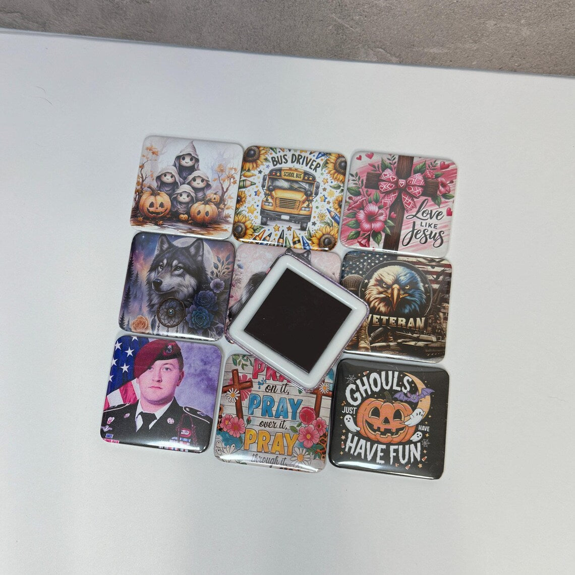 Playful Christmas 67 Magnet with Santa Hat & Reindeer Six Seven Grunge Design