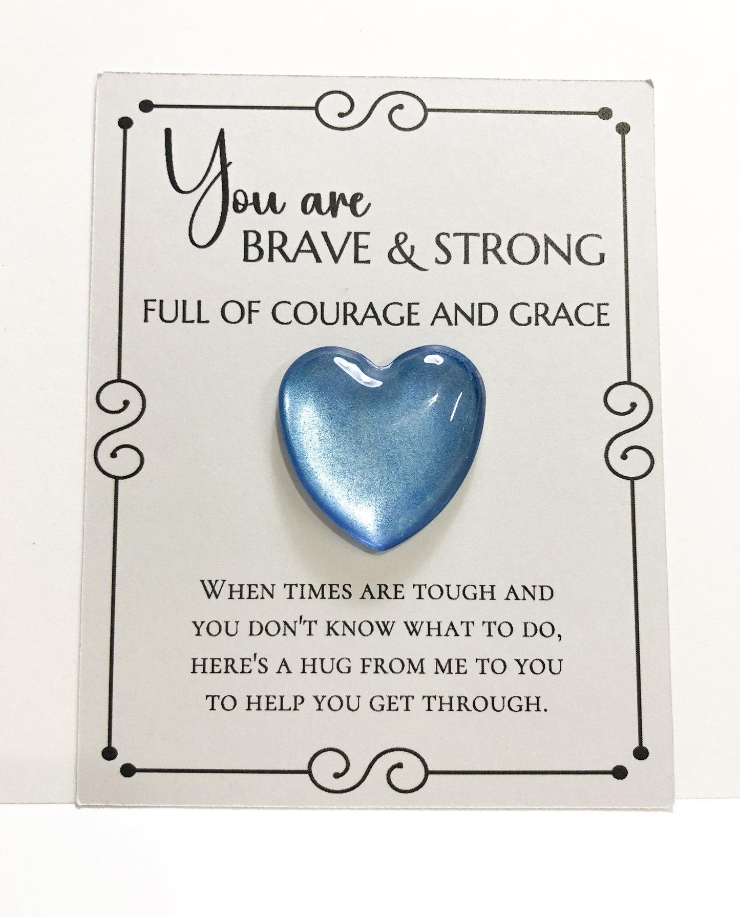 Pocket Hug Thinking of You Gift, Glass Gem Pocket Token, Handpainted Heart, Anxiety, Healing Thoughts, Get Well Gift