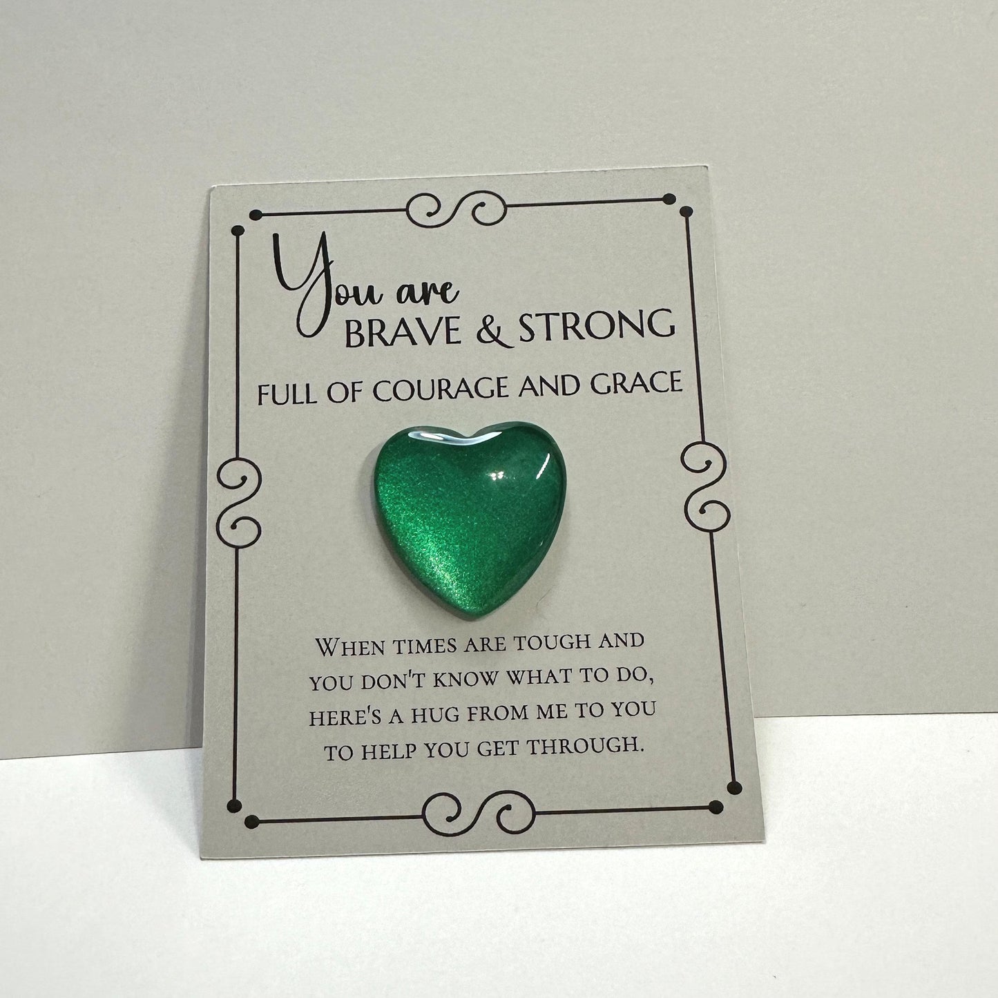 Pocket Hug Thinking of You Gift, Glass Gem Pocket Token, Handpainted Heart, Anxiety, Healing Thoughts, Get Well Gift