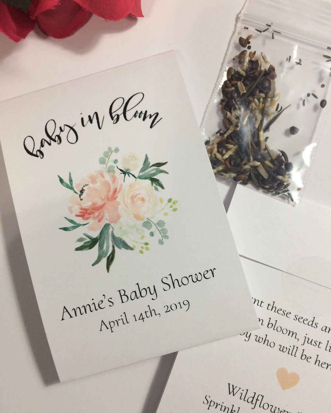 Baby in Bloom, Personalized Baby Shower Seed Packet Favors, Delicate P –  TastefulArtisan